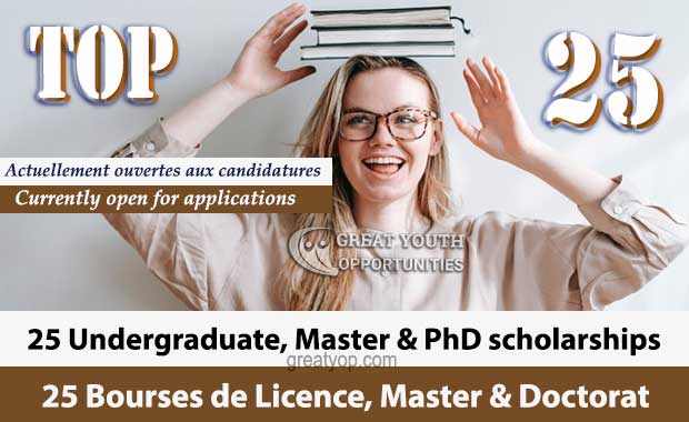 25 Undergraduate, Master & PhD Scholarships